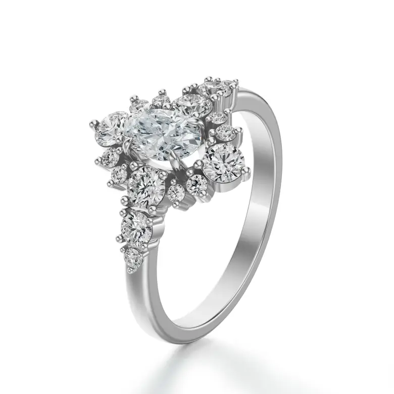 Pierścionek z owalnym diamentem białe złoto SBPZ_036